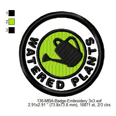 Watered Plants Daily Life Merit Adulting Badge Machine Embroidery Digitized Design Files