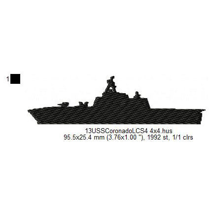 USS Coronado LCS-4 Ship Silhouette Machine Embroidery Digitized Design Files