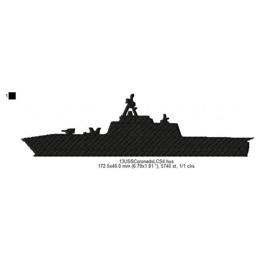 USS Coronado LCS-4 Ship Silhouette Machine Embroidery Digitized Design Files