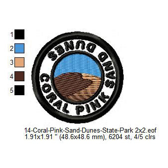 Coral Pink Sand Dunes State National Park Merit Adulting Badge Machine Embroidery Digitized Design Files