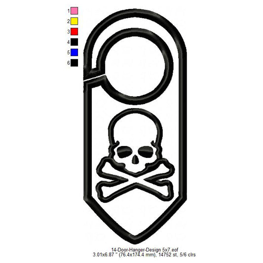 Skull Door Hanger Patch Machine Embroidery Digitized Design Files