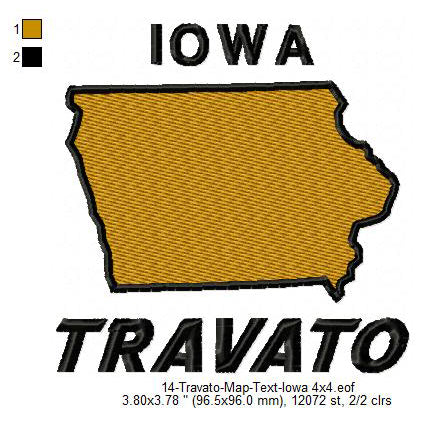 Travato Iowa State Map Designs Machine Embroidery Digitized Design Files