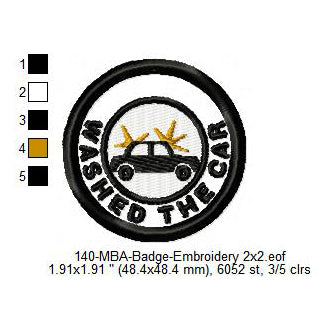 Washed The Car Silhouette Merit Adulting Badge Machine Embroidery Digitized Design Files