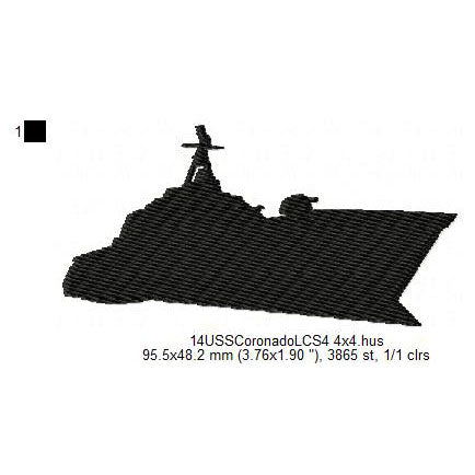 USS Coronado LCS-4 Ship Silhouette Machine Embroidery Digitized Design Files