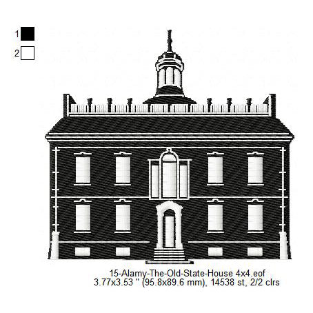 Alamy The Old State House Silhouette Machine Embroidery Digitized Design Files