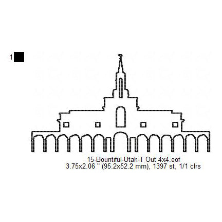 Bountiful Utah LDS Temple Outline Machine Embroidery Digitized Design Files