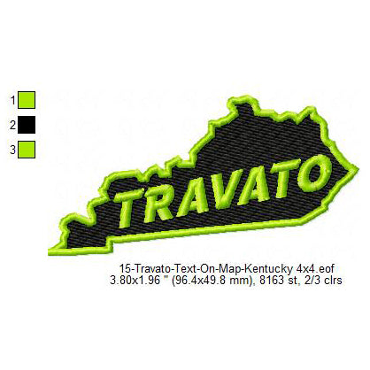 Travato Kentucky State Map Designs Machine Embroidery Digitized Design Files