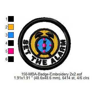 Set The Alarm Merit Adulting Badge Machine Embroidery Digitized Design Files