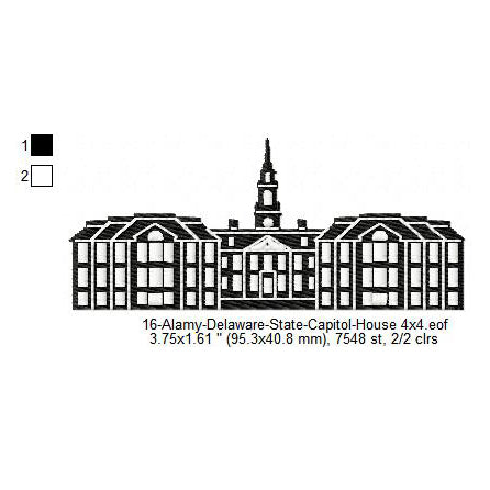 Alamy Delaware State Capitol House Silhouette Machine Embroidery Digitized Design Files