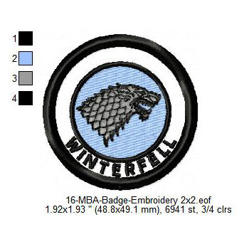 Winterfell Game of Thrones Merit Adulting Badge Machine Embroidery Digitized Design Files