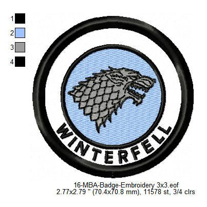 Winterfell Game of Thrones Merit Adulting Badge Machine Embroidery Digitized Design Files