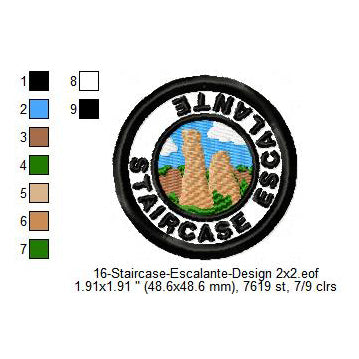 Staircase Escalante State National Park Merit Adulting Badge Machine Embroidery Digitized Design Files