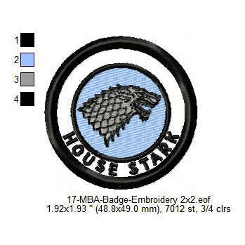 House Stark Game of Thrones Merit Adulting Badge Machine Embroidery Digitized Design Files