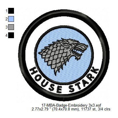 House Stark Game of Thrones Merit Adulting Badge Machine Embroidery Digitized Design Files