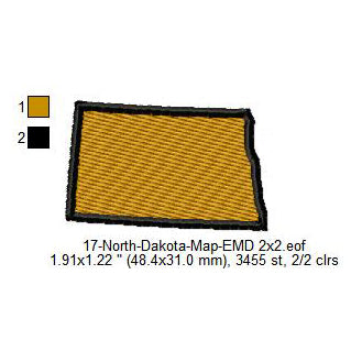 North Dakota State Map Machine Embroidery Digitized Design Files