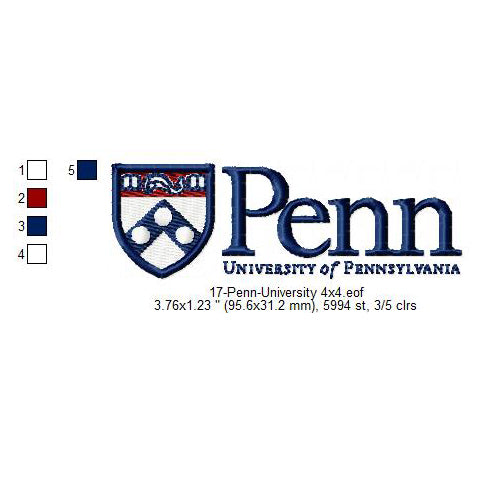 Penn University Logo Machine Embroidery Digitized Design Files