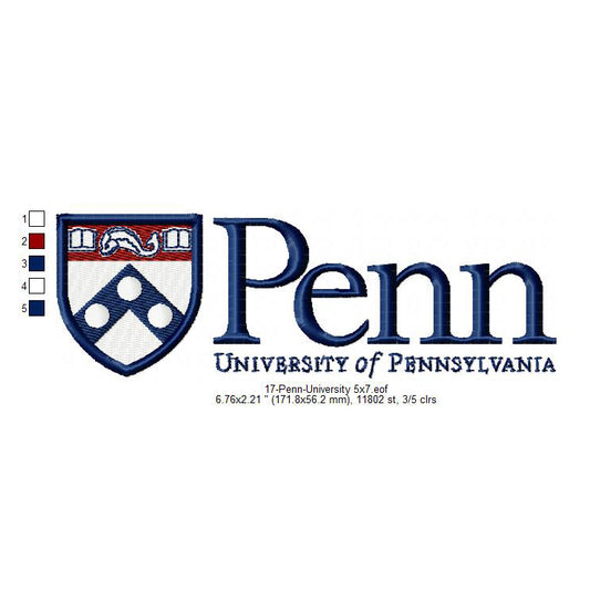 Penn University Logo Machine Embroidery Digitized Design Files