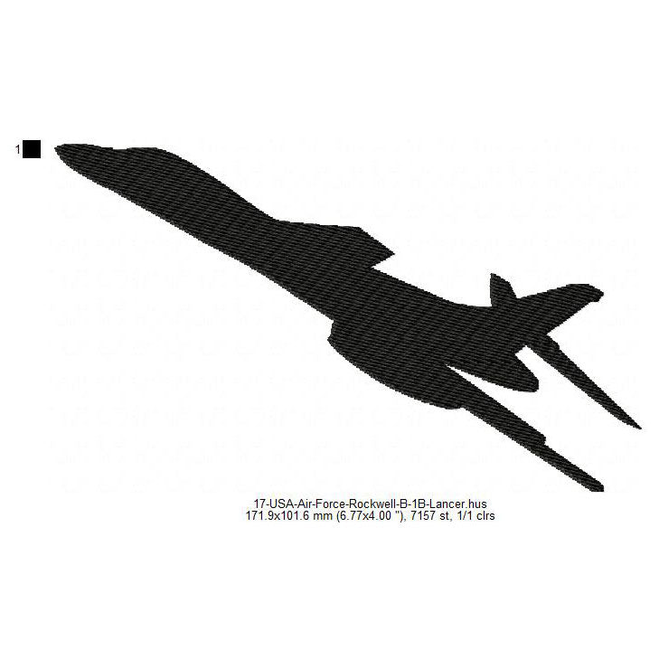Rockwell B-1 Lancer Aircraft Silhouette Machine Embroidery Digitized Design Files