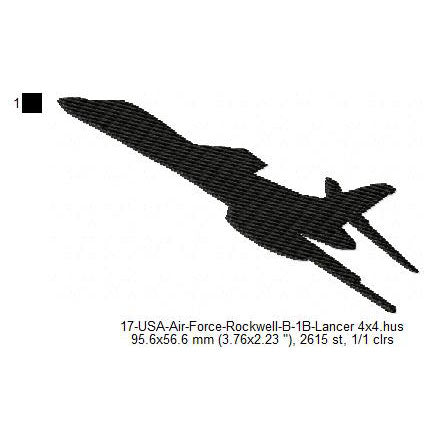 Rockwell B-1 Lancer Aircraft Silhouette Machine Embroidery Digitized Design Files
