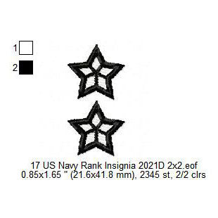 US Navy Rank Rear Admiral Upper Half RADM Insignia Patch Machine Embroidery Digitized Design Files