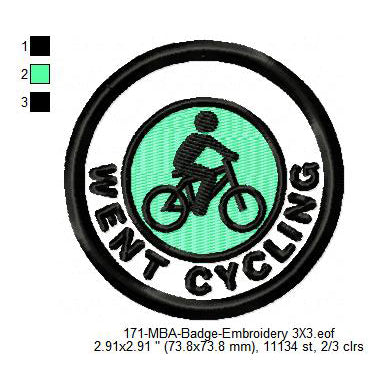 Went Cycling Merit Adulting Badge Machine Embroidery Digitized Design Files