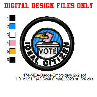 Ideal Citizen Merit Adulting Badge Machine Embroidery Digitized Design Files