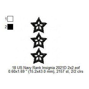 US Navy Rank Vice Admiral VADM Insignia Patch Machine Embroidery Digitized Design Files