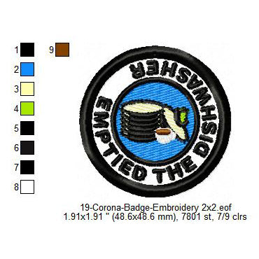 Emptied The Dishwasher Awareness Badge Machine Embroidery Digitized Design Files