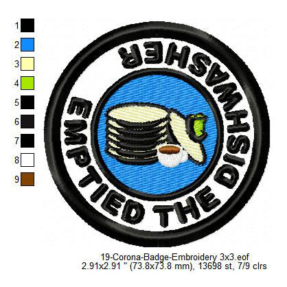 Emptied The Dishwasher Awareness Badge Machine Embroidery Digitized Design Files