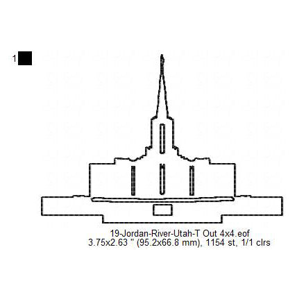 Jordan River Utah LDS Temple Outline Machine Embroidery Digitized Design Files