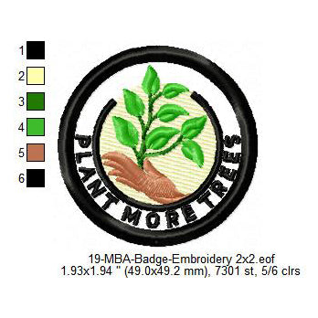 Plant More Trees Merit Adulting Badge Machine Embroidery Digitized Design Files