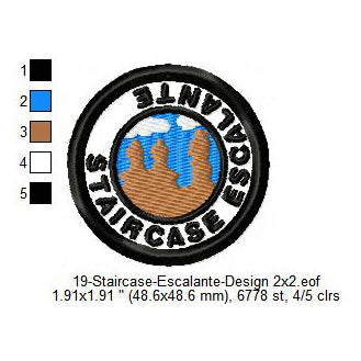 Staircase Escalante State National Park Merit Adulting Badge Machine Embroidery Digitized Design Files