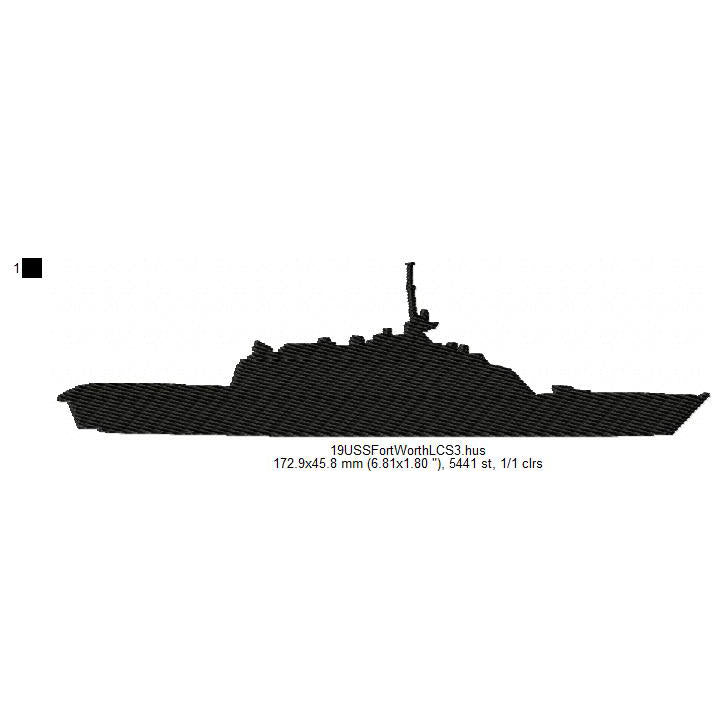 USS Fort Worth LCS-3 Silhouette Machine Embroidery Digitized Design Files