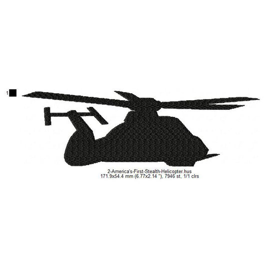 Boeing–Sikorsky RAH-66 Comanche Stealth Helicopter Machine Embroidery Digitized Design Files