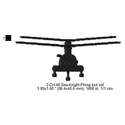 Boeing Vertol CH-46 Sea Knight Aircraft Silhouette Machine Embroidery Digitized Design Files