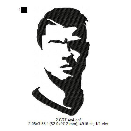 CR7 Cristiano Ronaldo Football Player Silhouette Machine Embroidery Digitized Design Files