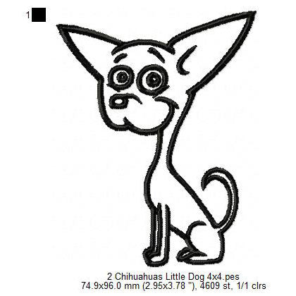 Chihuahuas Little Dog Line Art Machine Embroidery Digitized Design Files