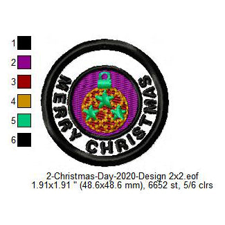 Christmas Tree Ball Ornaments Merit Badge Machine Embroidery Digitized Design Files