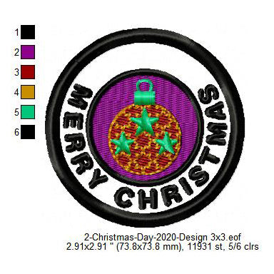 Christmas Tree Ball Ornaments Merit Badge Machine Embroidery Digitized Design Files