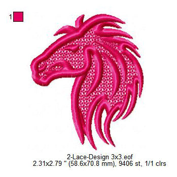 Horse Floral Lace Art Machine Embroidery Digitized Design Files