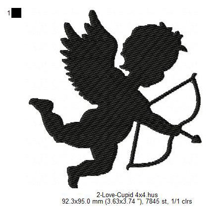 Love Cupid Symbol Silhouette Valentines Day Machine Embroidery Digitized Design Files