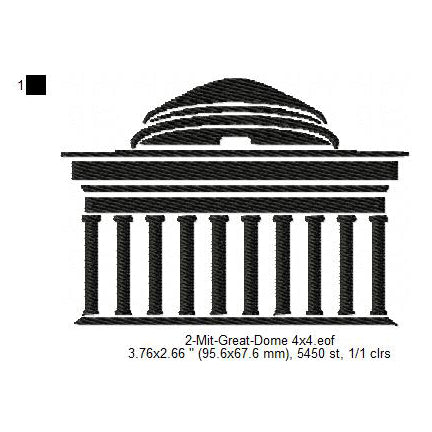 Mit Great Dome Silhouette Machine Embroidery Digitized Design Files
