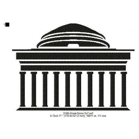 Mit Great Dome Silhouette Machine Embroidery Digitized Design Files