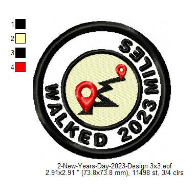 Walked 2023 Miles Merit Badge Machine Embroidery Digitized Design Files