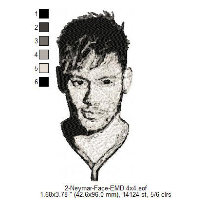 Neymar Junior 10 Brazilian Football Player Silhouette Machine Embroidery Digitized Design Files