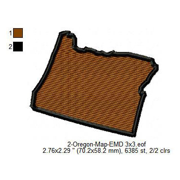 Oregon State Map Machine Embroidery Digitized Design Files