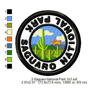 Saguaro National Park Merit Badge Machine Embroidery Digitized Design Files