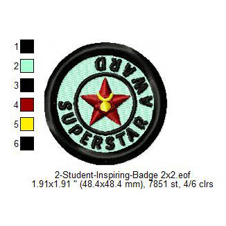 Superstar Award Student Inspiring Badge Machine Embroidery Digitized Design Files
