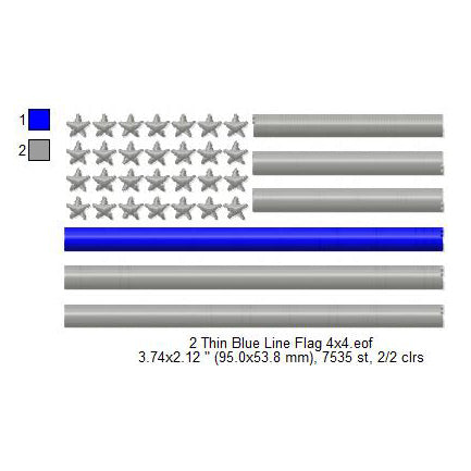 Thin Blue Line Flag Machine Embroidery Digitized Design Files
