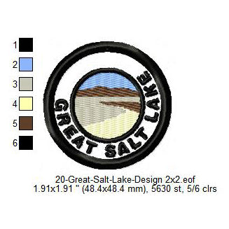 Great Salt Lake National Park Merit Adulting Badge Machine Embroidery Digitized Design Files